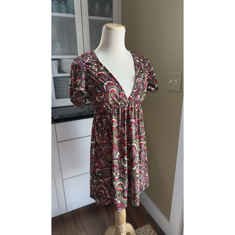 Vtg Johnny Martin Dress Babydoll Boho Y2K Psychedelic Fairy Flowy Cute Sz Jr 5